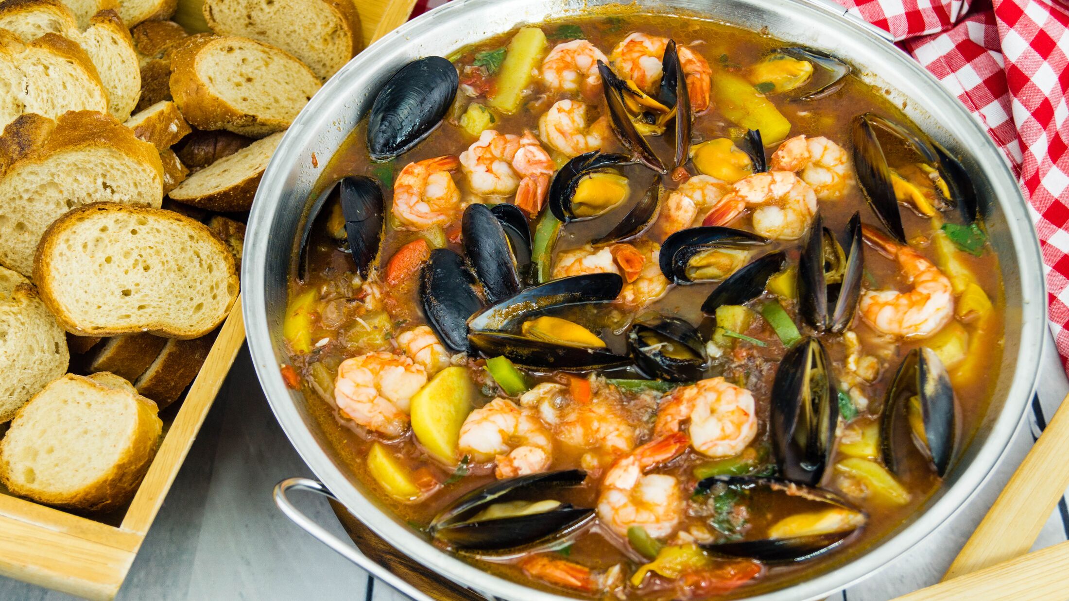 ingredients for a portuguese seafood cataplana